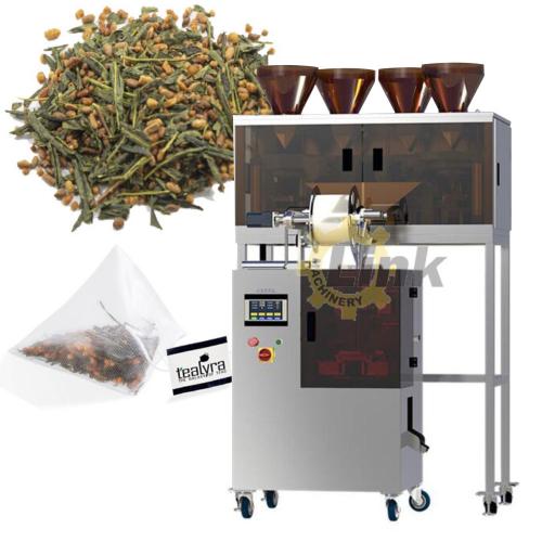 automatic pyramid tea bag packing machine with outer envelope